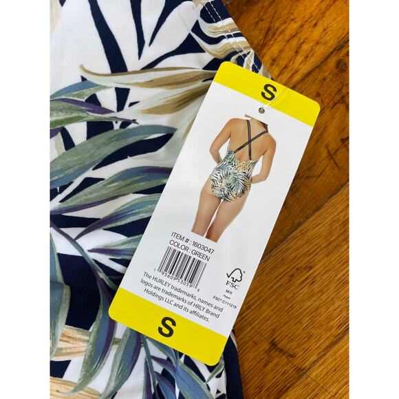 NWT Hurley Tropical Print One Piece Swimsuit Women’s Size Small Full Coverage - Picture 3 of 4
